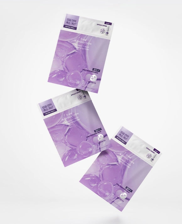 6 x MISSHA Time Revolution Retinol 1000 Shot 2-Step Solution Mask - Firming & Tightening Care from Korea