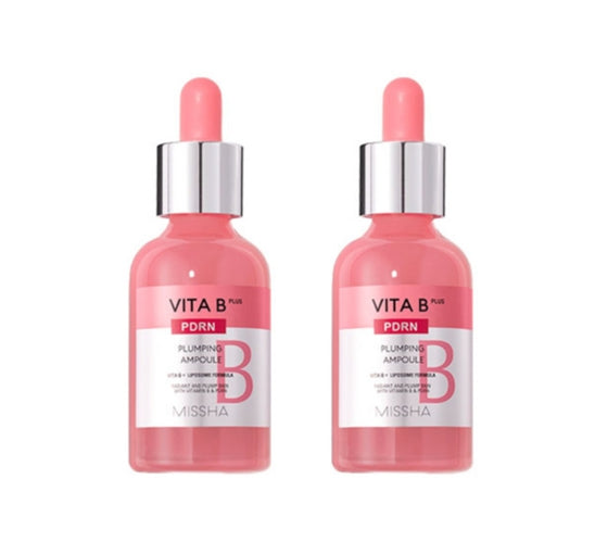 2 x MISSHA Vita B Plus PDRN Plumping Ampoule 30ml - Firming & Radiance Serum from Korea
