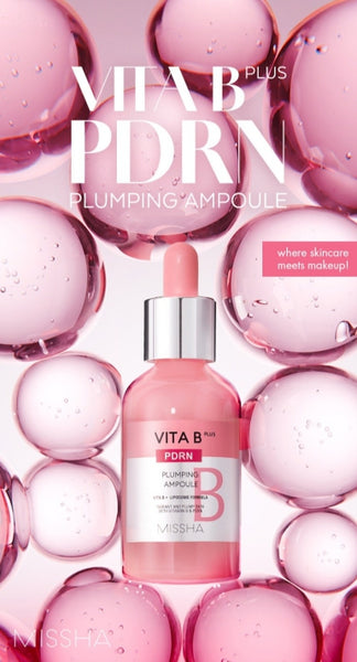 2 x MISSHA Vita B Plus PDRN Plumping Ampoule 30ml - Firming & Radiance Serum from Korea