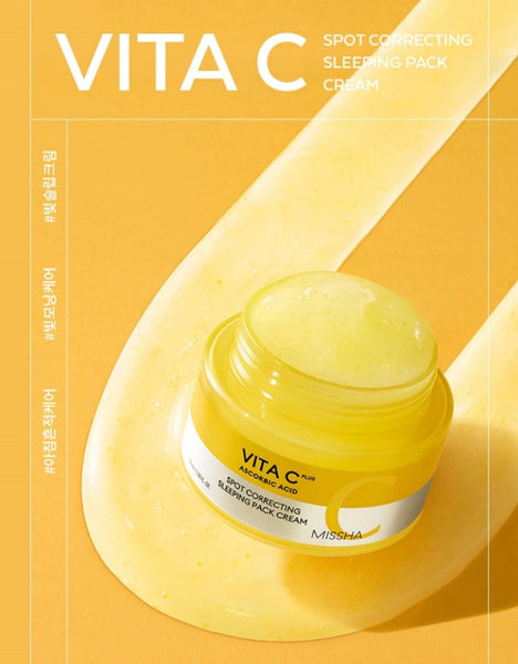 MISSHA Vita C Plus Spot Correcting Sleeping Pack Cream 50ml - Brightening Overnight Treatment from Korea