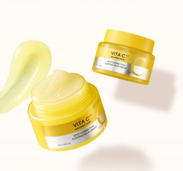 MISSHA Vita C Plus Spot Correcting Sleeping Pack Cream 50ml - Brightening Overnight Treatment from Korea