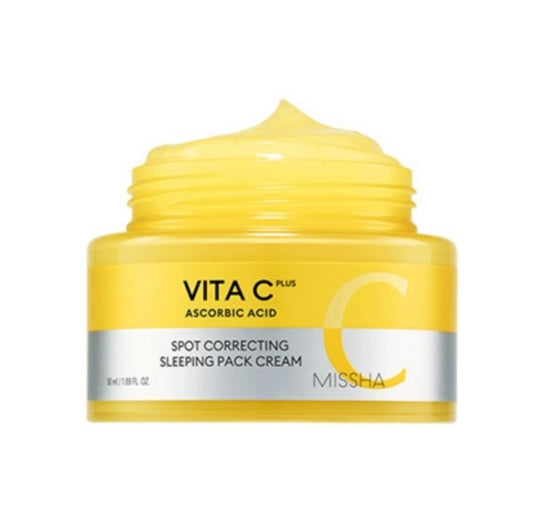 MISSHA Vita C Plus Spot Correcting Sleeping Pack Cream 50ml - Brightening Overnight Treatment from Korea