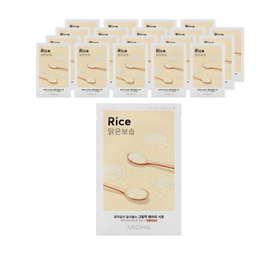 20 x MISSHA Airy Fit Sheet Mask Rice - Brightening & Hydrating K‑Beauty Mask from Korea