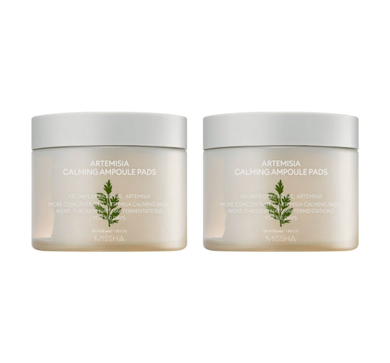 2 x MISSHA Artemisia Calming Ampoule Pads 225ml(50 Pads) - Fermented Soothing Pads from Korea