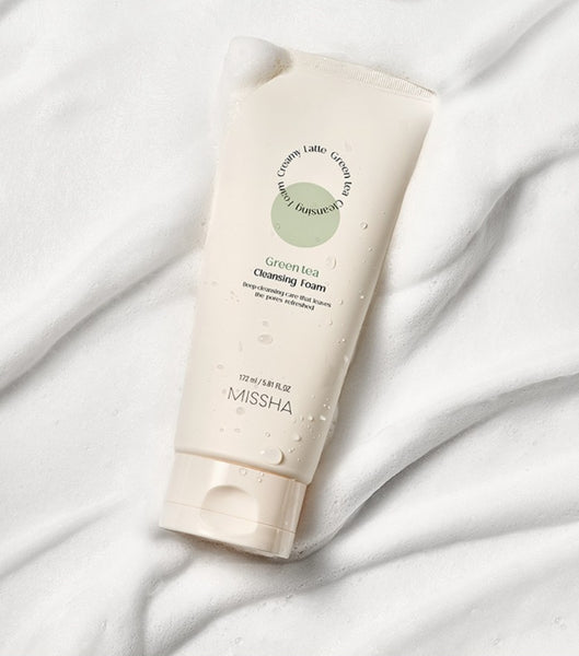 3 x MISSHA Creamy Latte Cleansing Foam (Green Tea) 172ml - Pores & Refreshing from Korea
