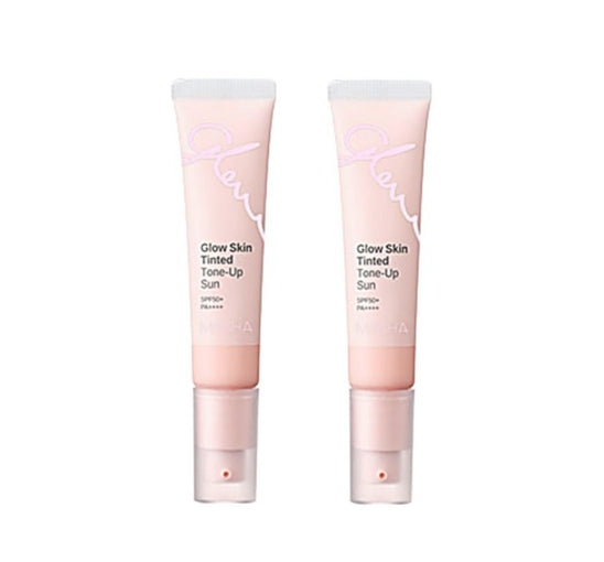 2 x MISSHA Glow Skin Tinted Tone-Up Sun 30ml SPF50+ PA++++ - Glowing Pink Sunscreen from Korea