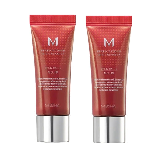 2 x MISSHA M Perfect Cover BB Cream EX 20ml (#19C Cool Ivory) SPF42 PA+++ from Korea