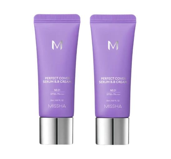 2 x MISSHA M Perfect Cover Serum BB Cream 20ml (#No. 25 Warm Beige) SPF50 PA++++ from Korea