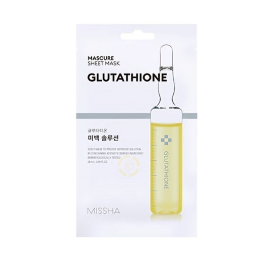 6 x MISSHA Mascure Sheet Mask (Glutathione) - Brightening & Calming K‑Beauty Mask from Korea