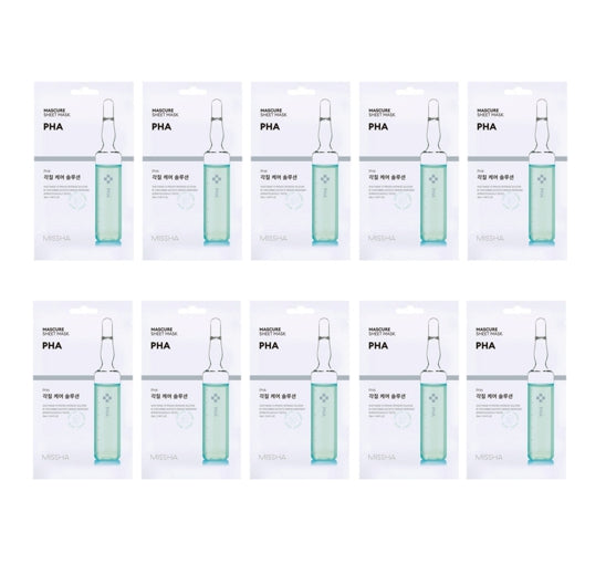 10 x MISSHA Mascure Sheet Mask (PHA) - Gentle Exfoliating Mask from Korea