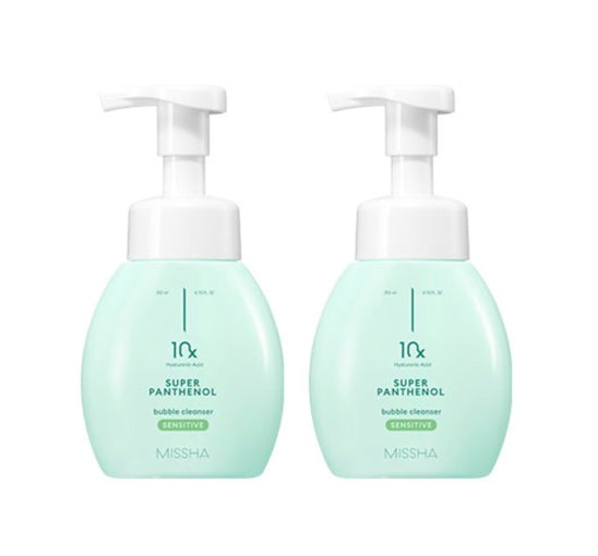 2 x MISSHA Super Panthenol Bubble Cleanser 200ml (Sensitive) - Gentle Moisture Foam from Korea