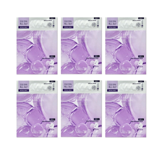 6 x MISSHA Time Revolution Retinol 1000 Shot 2-Step Solution Mask - Firming & Tightening Care from Korea