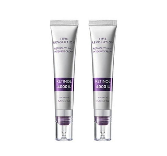 2 x MISSHA Time Revolution Retinol 4000 Shot Intensive Cream 25ml - Anti‑Aging Treatment from Korea