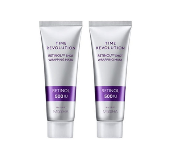 2 x MISSHA Time Revolution Retinol 500 Shot Wrapping Mask 80g from Korea