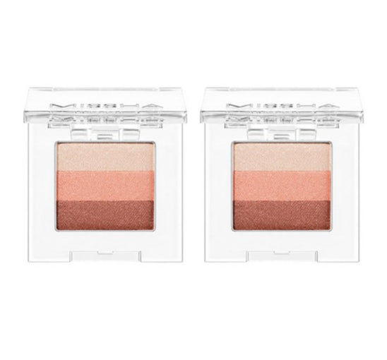 2 x MISSHA Triple Shadow (#6 Marsala Red) - 3‑Tone Gradient Eyeshadow from Korea