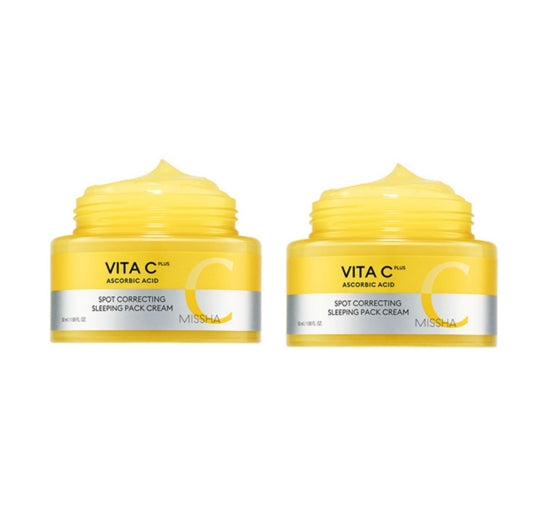 2 x MISSHA Vita C Plus Spot Correcting Sleeping Pack Cream 50ml - Brightening Overnight Treatment from Korea
