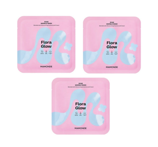 3 x Mamonde Flora Glow Rose Marble Mask Sheet 36g from Korea by Mamonde