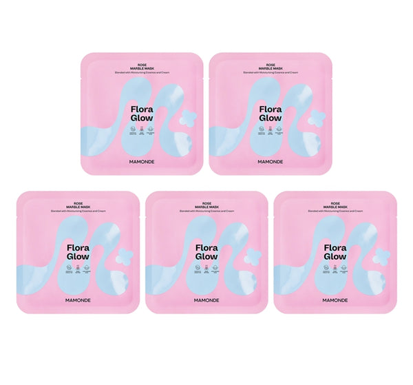 5 x Mamonde Flora Glow Rose Marble Mask 36g from Korea by Mamonde