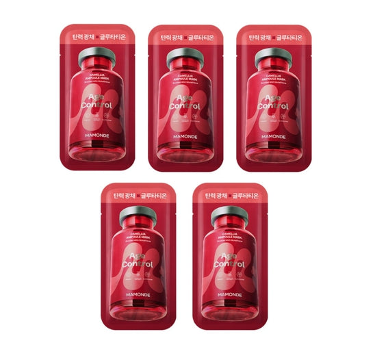 5 x Mamonde Age Control Camellia Ampoule Mask Sheet 23ml from Korea by Mamonde