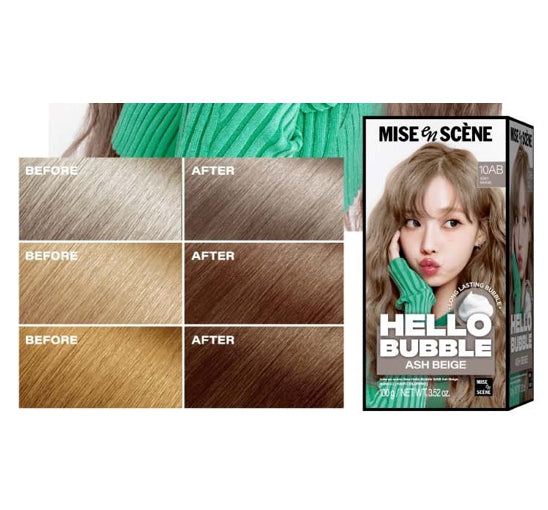 2 x Mise-en-scene New Hello Bubble Foam Hair Color (10AB Ash Beige) 100g from Korea