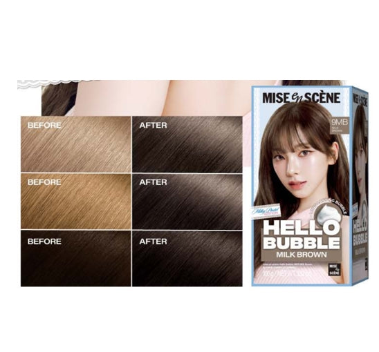 3 x Mise-en-scene New Hello Bubble Foam Hair Color (9MB Milk Brown) 100g from Korea