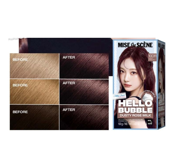 Mise-en-scene New Hello Bubble Foam Hair Color (10DR Dusty Rose Milk) 100g from Korea