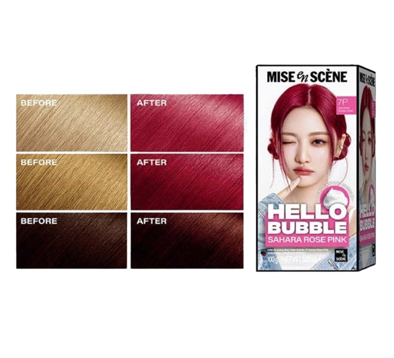 Mise-en-scene New Hello Bubble Foam Hair Color (7P Sahara Rose Pink) 100g from Korea