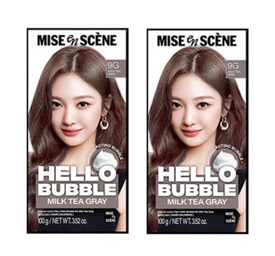 2 x Mise-en-scene New Hello Bubble Foam Hair Color (9G Milk Tea Grey) 100g from Korea