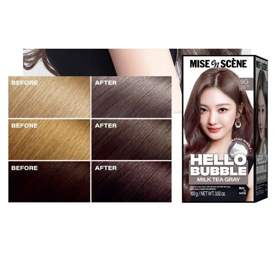 2 x Mise-en-scene New Hello Bubble Foam Hair Color (9G Milk Tea Grey) 100g from Korea