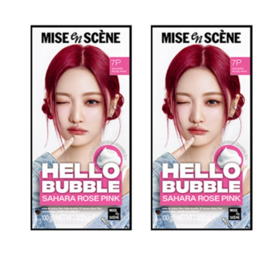 2 x Mise-en-scene New Hello Bubble Foam Hair Color (7P Sahara Rose Pink) 100g from Korea