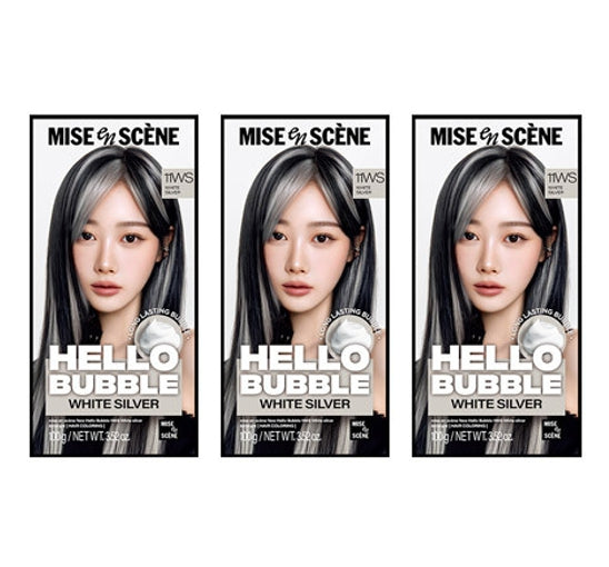3 x Mise-en-scene New Hello Bubble Foam Hair Color (11WS White Silver) 100g from Korea