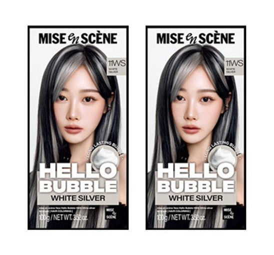 2 x Mise-en-scene New Hello Bubble Foam Hair Color (11WS White Silver) 100g from Korea
