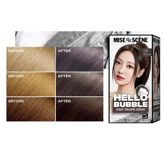 2 x Mise-en-scene New Hello Bubble Foam Hair Color (7A Ash Taupe Grey) 100g from Korea