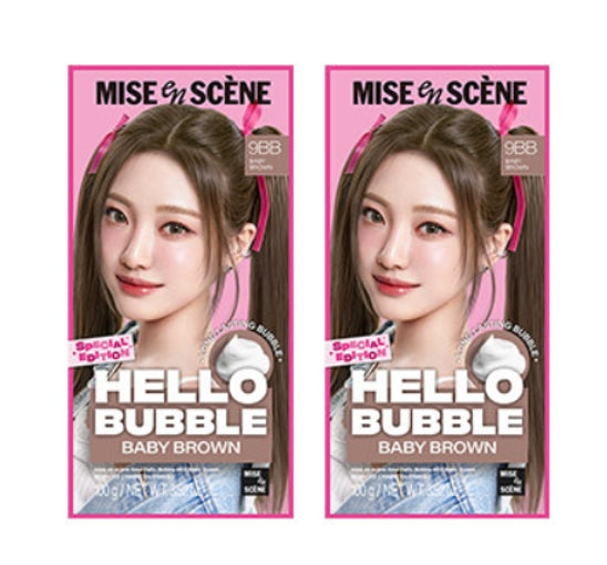 2 x Mise-en-scene New Hello Bubble  Foam Hair Color (9BB Baby Brown) 100g from Korea