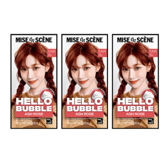 3 x Mise-en-scene New Hello Bubble Foam Hair Color (7AR Ash Rose) 100g from Korea