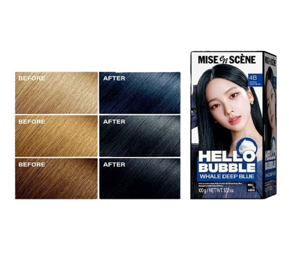 Mise-en-scene New Hello Bubble Foam Hair Color (4B Whale Deep Blue) 100g from Korea
