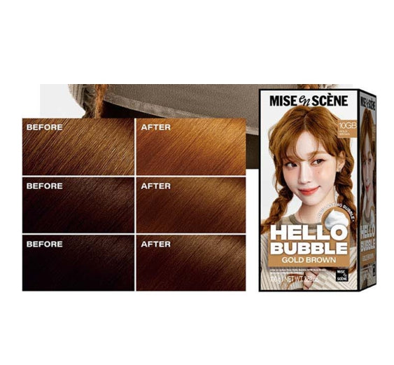 Mise-en-scene New Hello Bubble Foam Hair Color (10GB Gold Brown) 100g from Korea