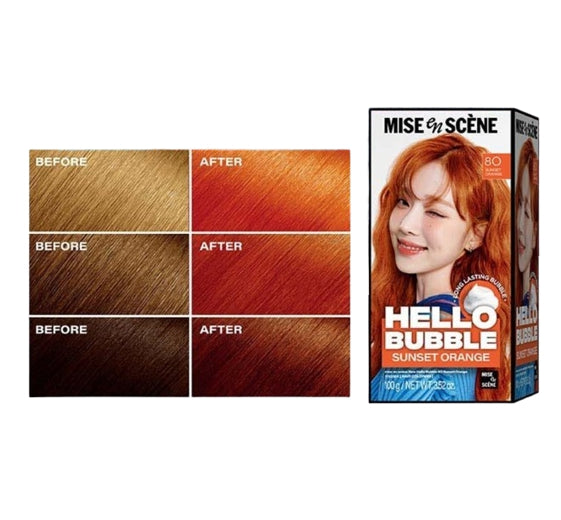 2 x Mise-en-scene New Hello Bubble Foam Hair Color (8O Sunset Orange) 100g from Korea
