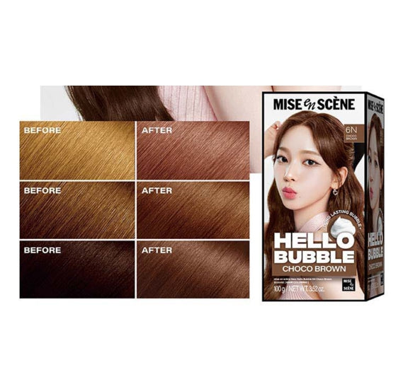 Mise-en-scene New Hello Bubble Foam Hair Color (6N Choco Brown) 100g from Korea