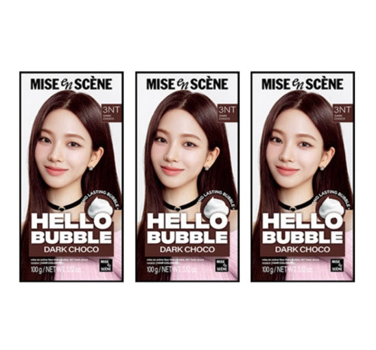 3 x Mise-en-scene New Hello Bubble Foam Hair Color (3NT Dark Choco) 100g from Korea