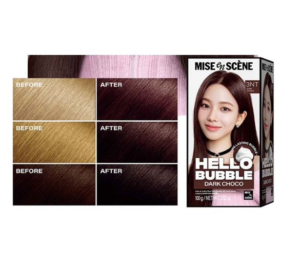 3 x Mise-en-scene New Hello Bubble Foam Hair Color (3NT Dark Choco) 100g from Korea