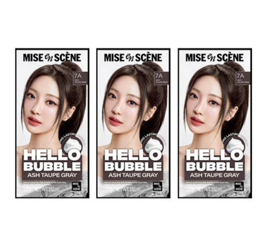 3 x Mise-en-scene New Hello Bubble Foam Hair Color (7A Ash Taupe Grey) 100g from Korea