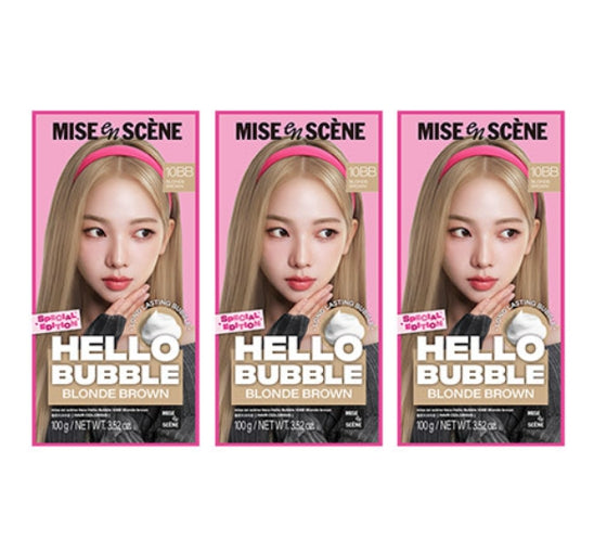 3 x Mise-en-scene New Hello Bubble Foam Hair Color (10BB Blonde Brown) 100g from Korea