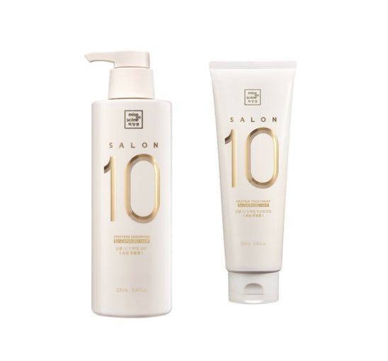 Mise-en-scene Salon 10 Protein Shampoo 500ml + Treatment 250ml for Damaged Hair from Korea by Mise-en-scene