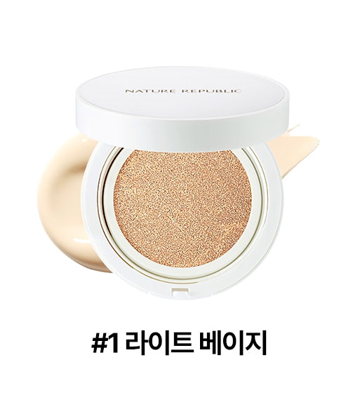 NATURE REPUBLIC Green Derma Mild Cica Cover Cushion, #1 Light Beige from Korea by NATURE REPUBLIC