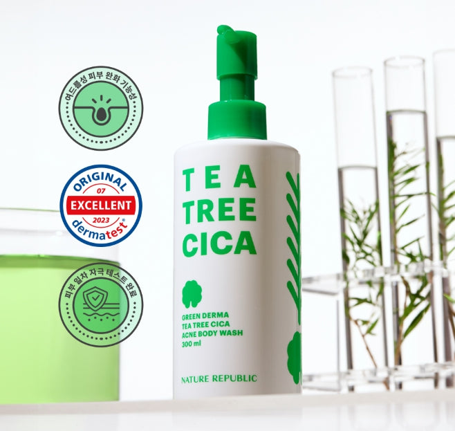 NATURE REPUBLIC Green Derma Tea Tree Cica Acne Body Wash 300ml from Korea by NATURE REPUBLIC