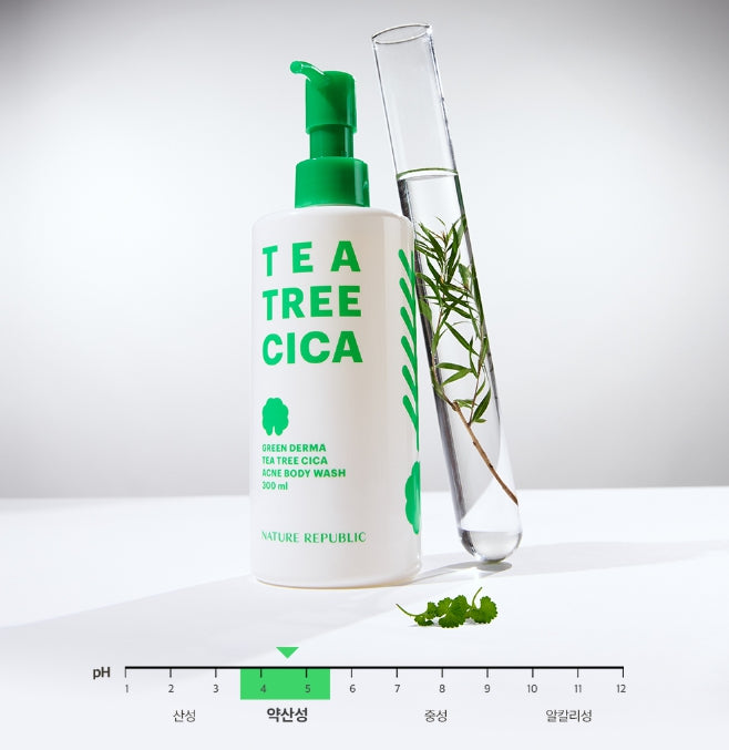 NATURE REPUBLIC Green Derma Tea Tree Cica Acne Body Wash 300ml from Korea by NATURE REPUBLIC
