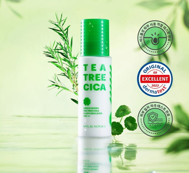NATURE REPUBLIC Green Derma Tea Tree Cica Clear Emulsion (for acne-prone skin) 130ml from Korea by NATURE REPUBLIC