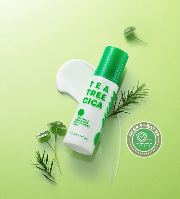 NATURE REPUBLIC Green Derma Tea Tree Cica Clear Emulsion (for acne-prone skin) 130ml from Korea by NATURE REPUBLIC