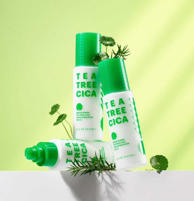 NATURE REPUBLIC Green Derma Tea Tree Cica Clear Emulsion (for acne-prone skin) 130ml from Korea by NATURE REPUBLIC